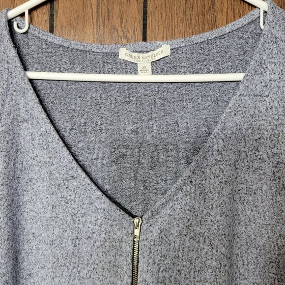 Green Envelope Los Angeles Women's 2X Blue Zip-Front Top โ Rayon Blend, Made USA - Picture 3 of 7